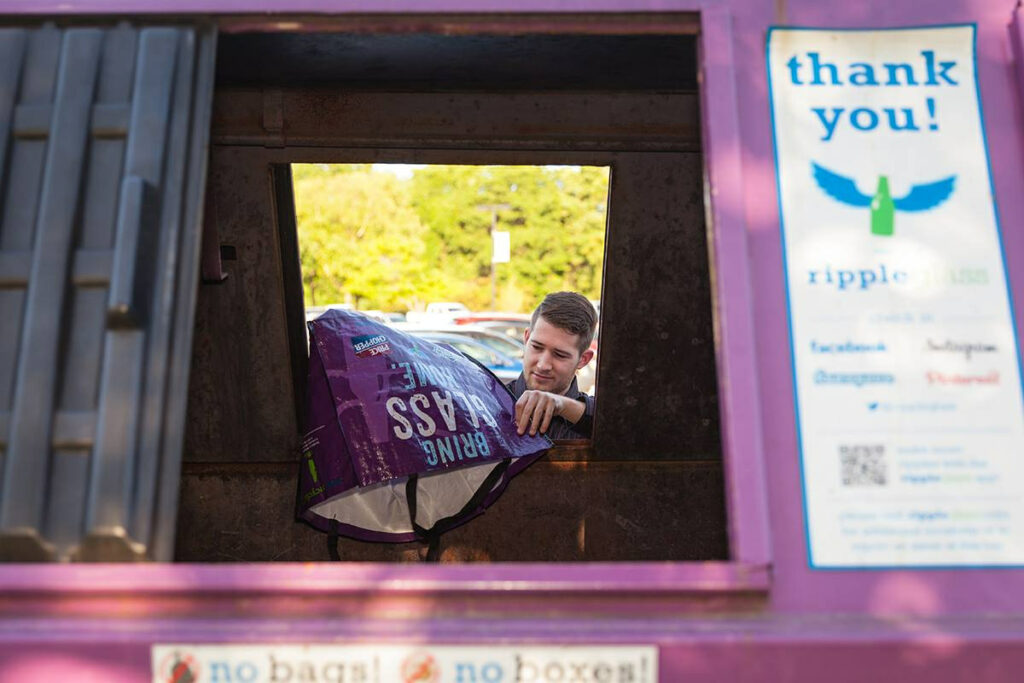 recycling in a Ripple Glass bin